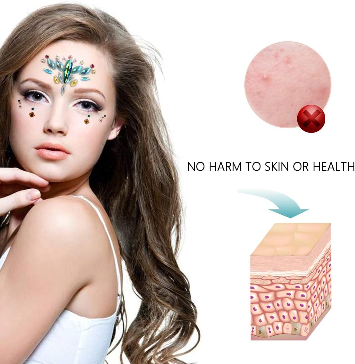 URAQT Face Gems Glitter, Strass Gezichtsjuwelen, Kristallen Gezichtsstickers voor Ogen, Zelfklevende Tijdelijke Body Tattoos voor Feest, Rave Festival