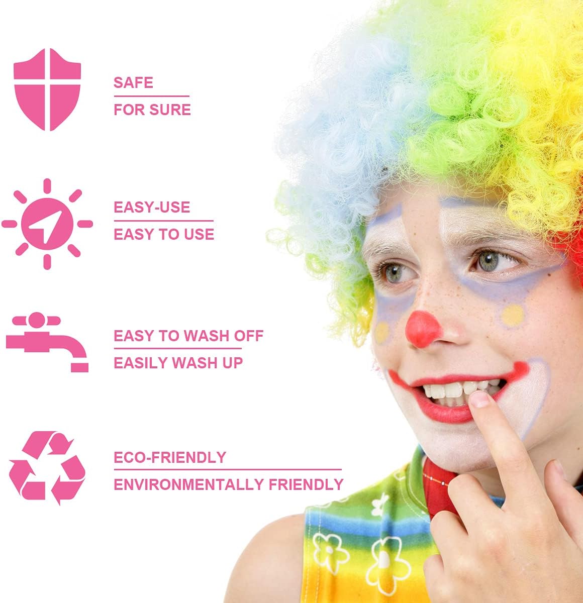 URAQT schminkset, 15 kleuren schminkpalet met 2 borstels 32 stencils, wasbare gezichtsverf Veilige lichaamsverf voor volwassenen Kinderen Halloweenfeest Carnaval, make-upverf niet giftig in gebruik