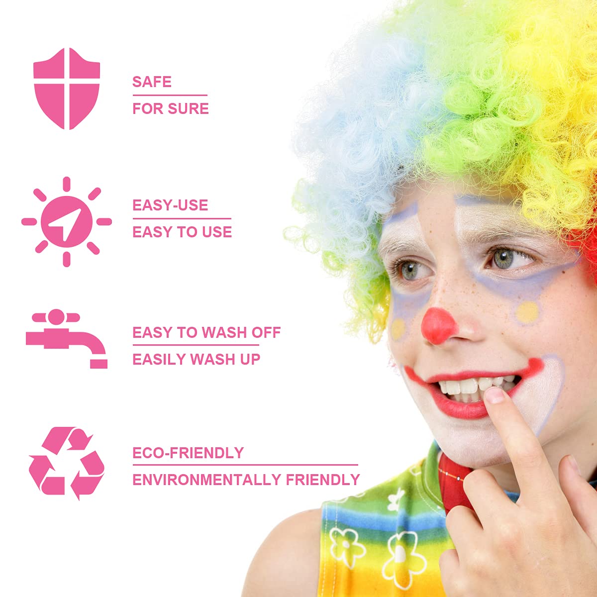 URAQT schminkset, 15 kleuren schminkpalet met 2 borstels 32 stencils, wasbare gezichtsverf Veilige lichaamsverf voor volwassenen Kinderen Halloweenfeest Carnaval, make-upverf niet giftig in gebruik