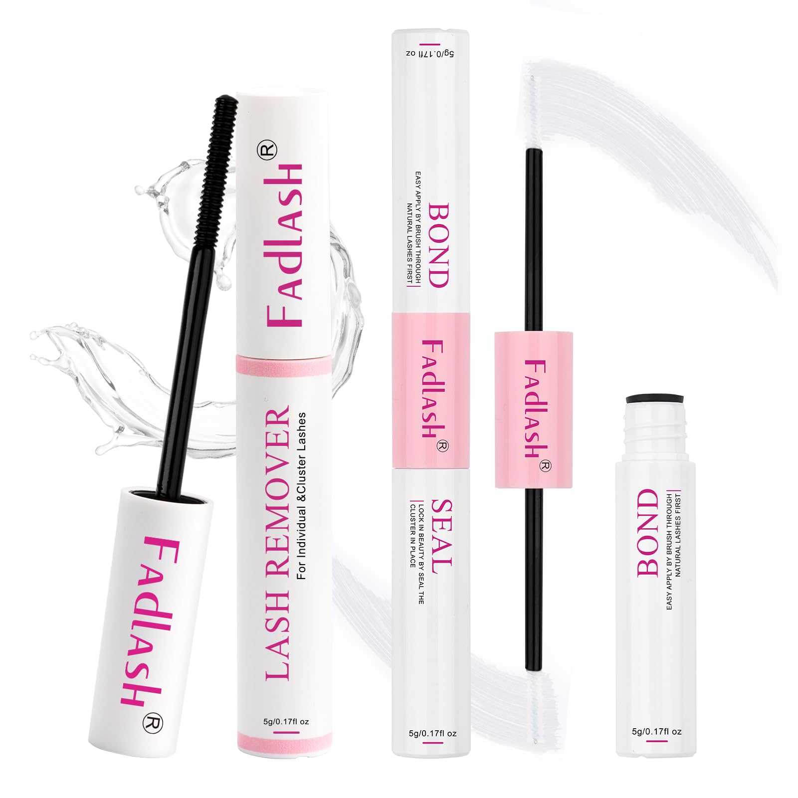 Fadlash DIY Home Wimper Extensions Set Lash Bond and Seal Cluster Wimperlijm Individuele Wimpers Wimper Lijm Remover Crème voor Lange retentie 48-72 uur Waterdicht Individuele Wimperlijm