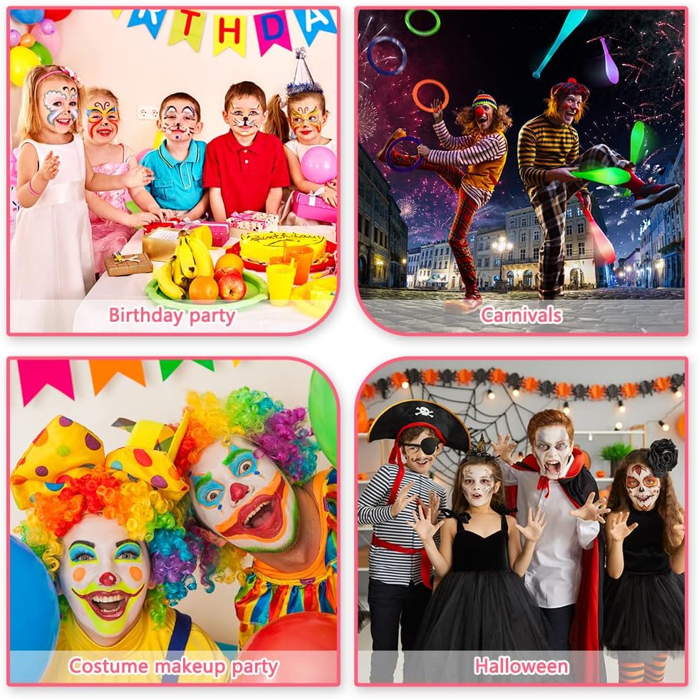 LOPHE Face Body Painting Kit, 26 kleuren Rainbow Body Paint voor kinderen Volwassenen, Veilig en niet-giftig Split Cake Face Paint-palet op waterbasis met 2 borstels, Party-make-upset voor Halloween Kerst Cosplay