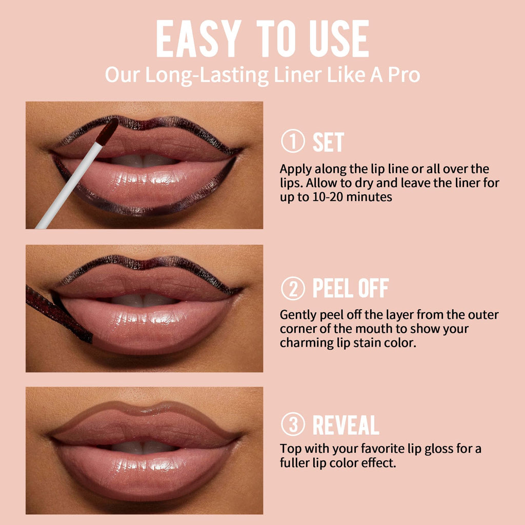 iMethod Lip Stain Lipliner, langhoudende lipliner voor het verwijderen van lipcontouren, langhoudende, watervaste liptint, natuurlijke lipvlek, plumped