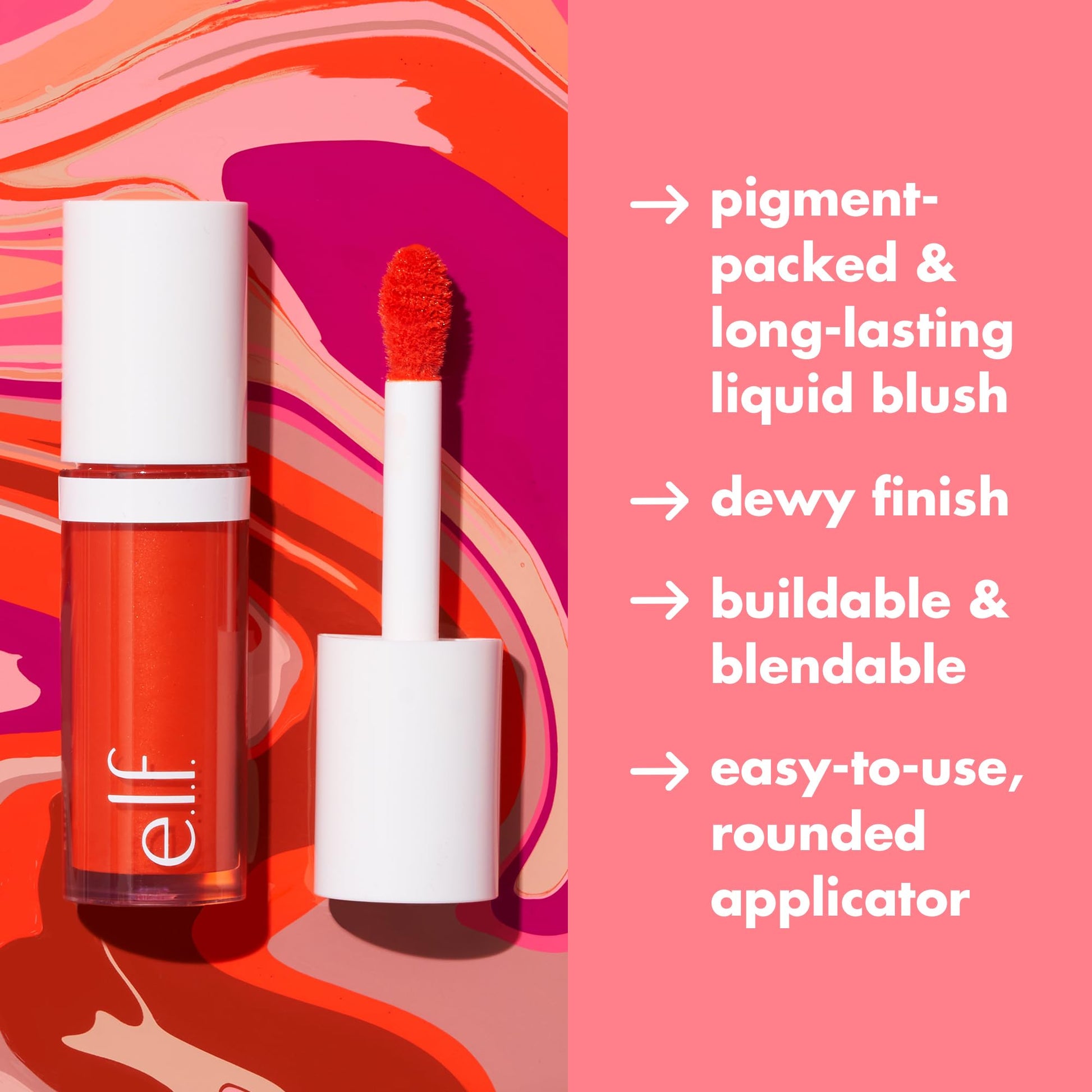 e.l.f. Camo Liquid Blush, langhoudende vloeibare rouge voor sterk gepigmenteerde kleur, zorgt voor een zachte, dooprise afwerking, veganistisch en dierproefvrij, Dusty Rosé