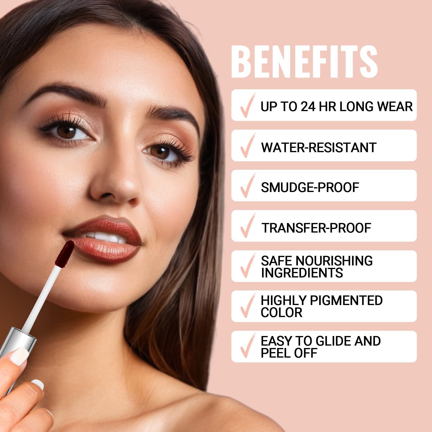 iMethod Lip Stain Lipliner, langhoudende lipliner voor het verwijderen van lipcontouren, langhoudende, watervaste liptint, natuurlijke lipvlek, plumped