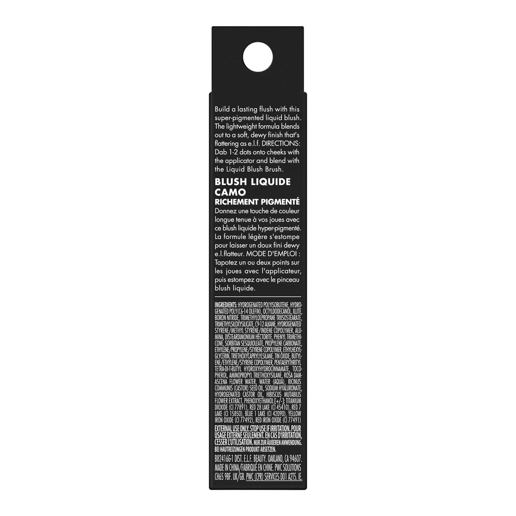 e.l.f. Camo Liquid Blush, langhoudende vloeibare rouge voor sterk gepigmenteerde kleur, zorgt voor een zachte, dooprise afwerking, veganistisch en dierproefvrij, Dusty Rosé