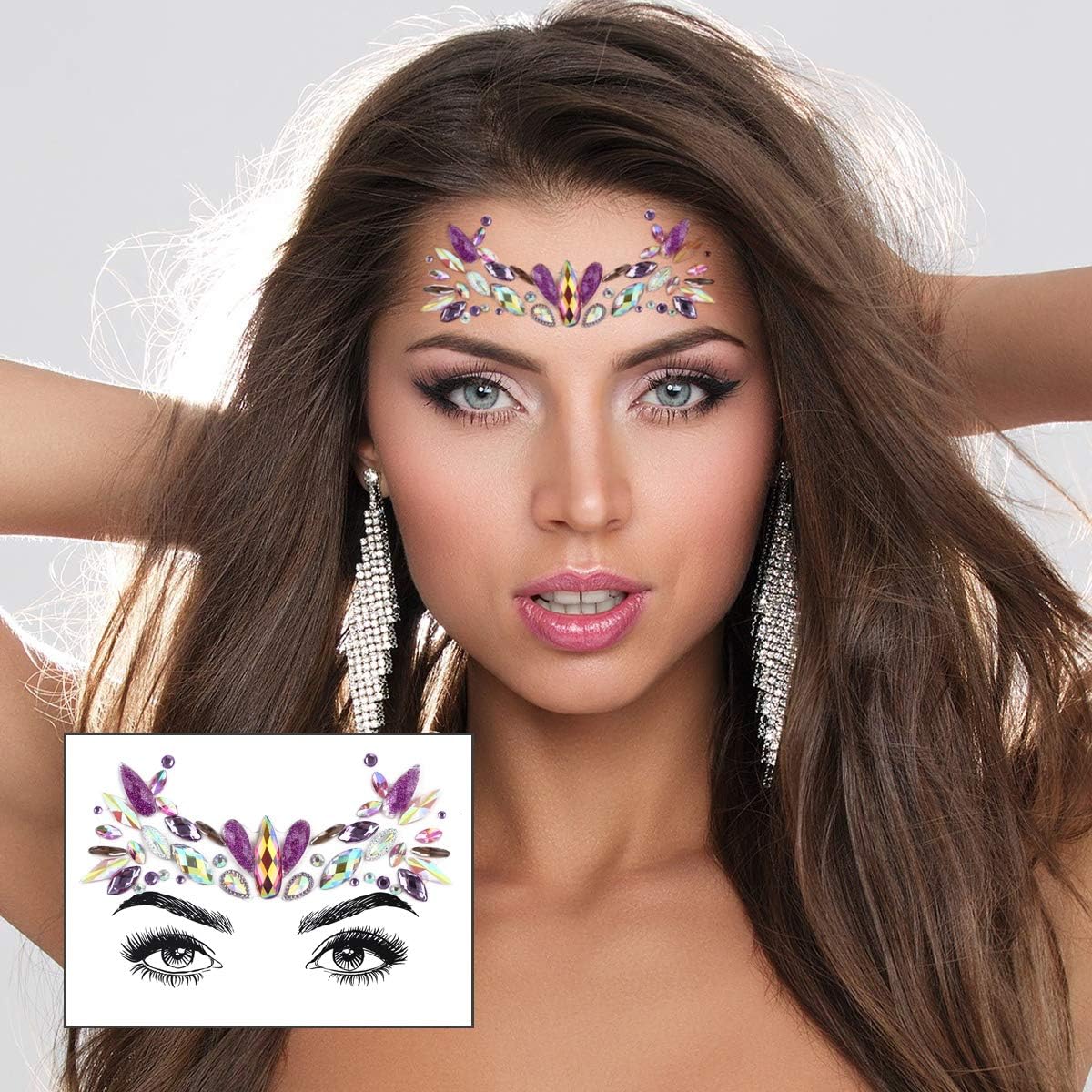 URAQT Face Gems Glitter, Strass Gezichtsjuwelen, Kristallen Gezichtsstickers voor Ogen, Zelfklevende Tijdelijke Body Tattoos voor Feest, Rave Festival