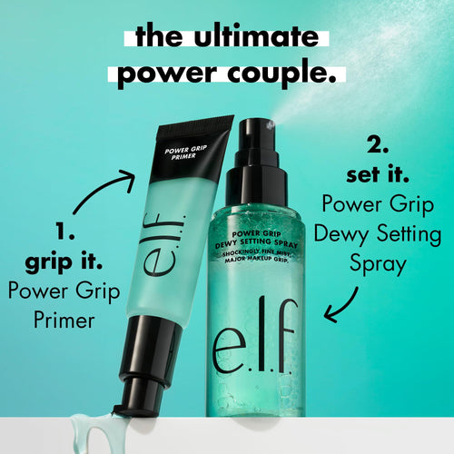 e.l.f. Power Grip Dewy Setting Spray, superfijne en langdurige formule, fixeert make-up voor een gehydrateerde, stralende afwerking, veganistisch en dierproefvrij