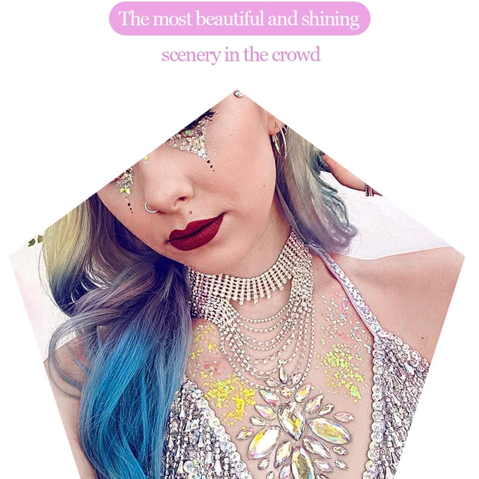 Prreal Body Glitter Gel 50ml, Mermaid Sequins Chunky Glitter Liquid Kit, Long-Lasting Glitters Powder for Festival Masquerade Birthday Makeup#White