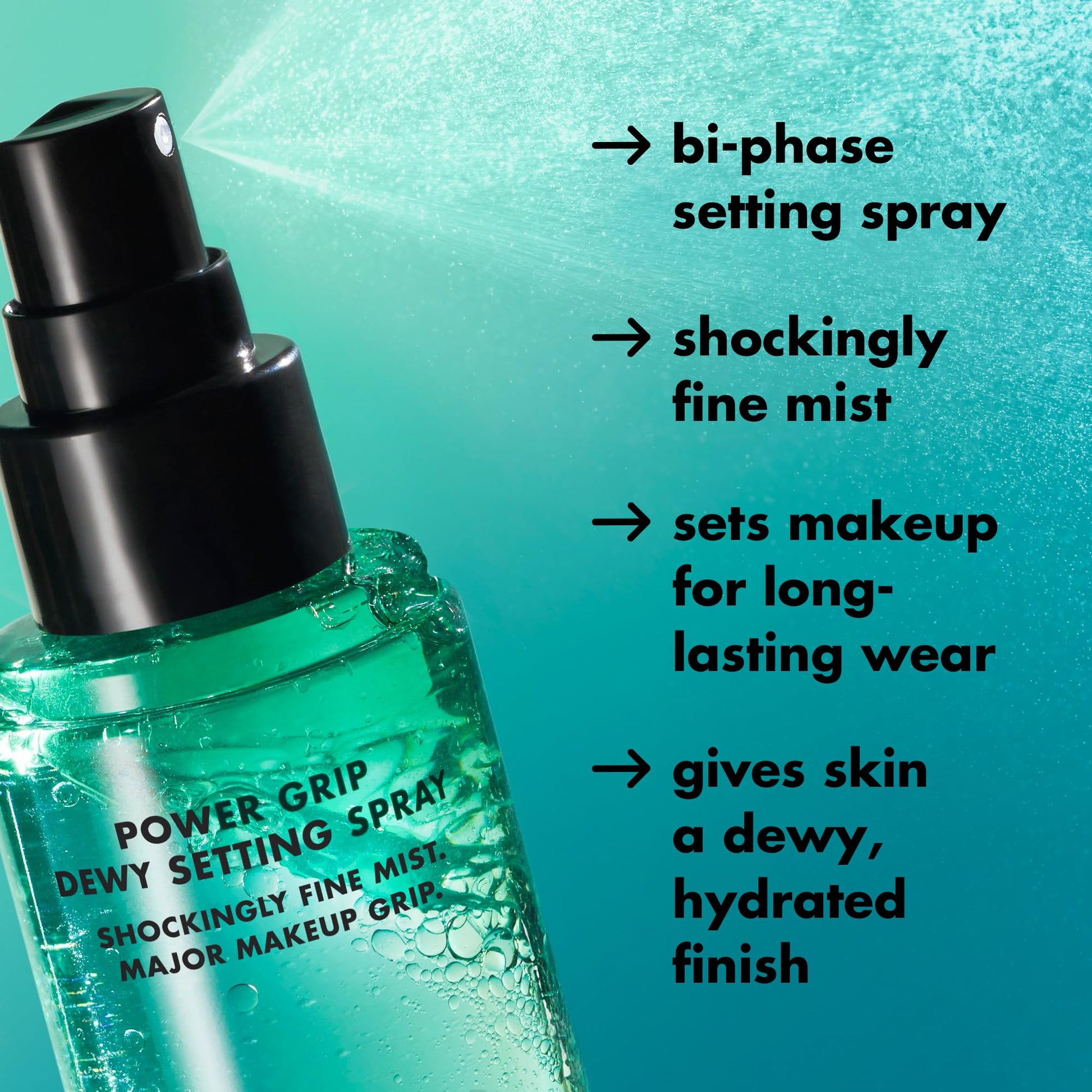e.l.f. Power Grip Dewy Setting Spray, superfijne en langdurige formule, fixeert make-up voor een gehydrateerde, stralende afwerking, veganistisch en dierproefvrij