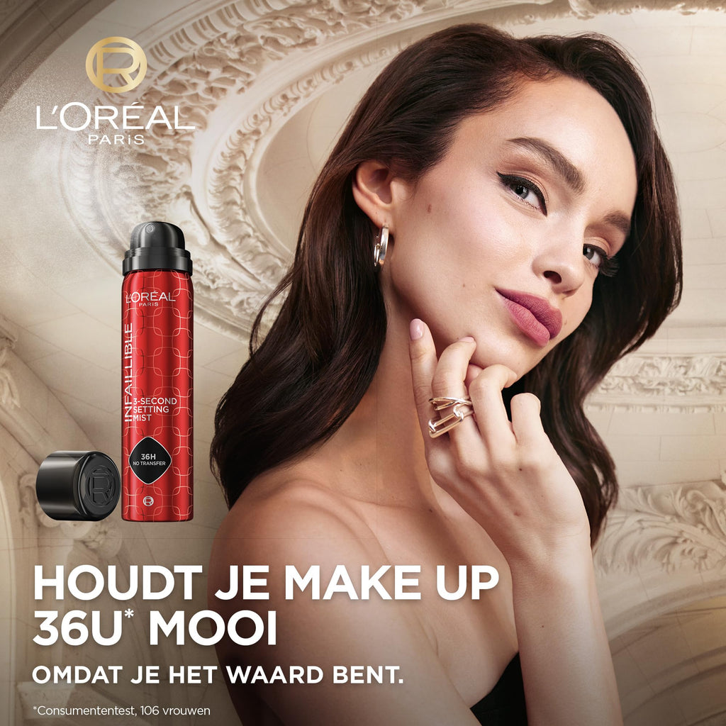 L'Oréal Paris Infaillible 3-second Setting Mist - Setting Spray - transferproof in 3 seconden - voor make-up die tot 36 uur blijft zitten - 75 ml