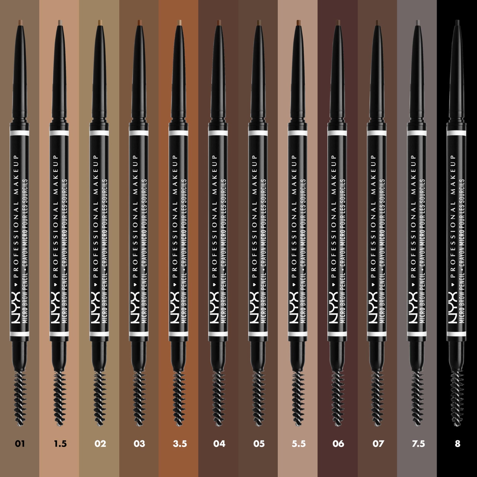 NYX Professional Makeup Wenkbrauwpotlood, Micro Brow Pencil, dubbelzijdig met uitdraaibaar wenkbrauwpotlood en borsteltje, veganistische formule. Kleur: Brunette, 0,5 g (1 stuk)