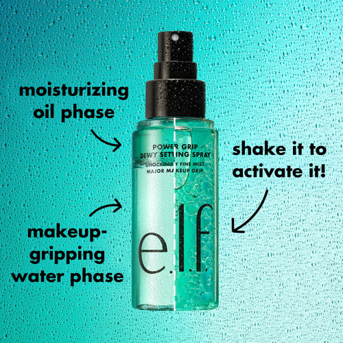 e.l.f. Power Grip Dewy Setting Spray, superfijne en langdurige formule, fixeert make-up voor een gehydrateerde, stralende afwerking, veganistisch en dierproefvrij